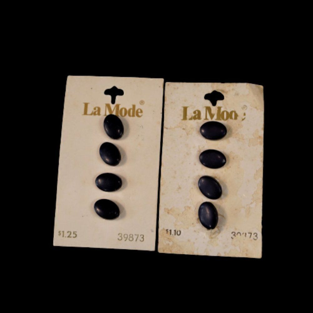 Vintage La Mode Buttons Navy Blue New On Card  8 Total